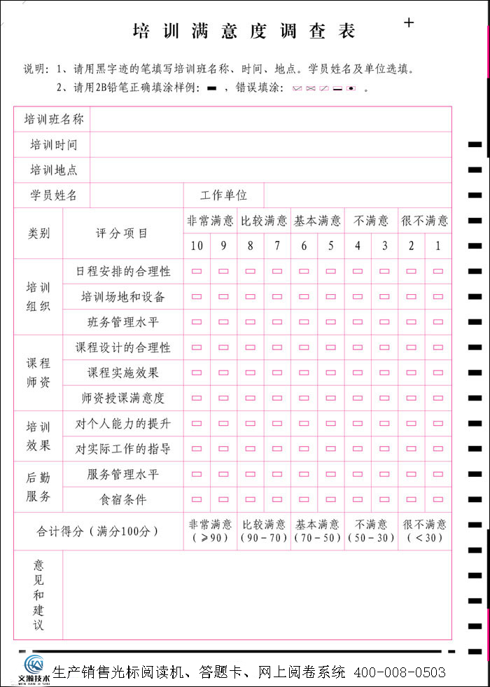 培訓滿意度調(diào)查表
